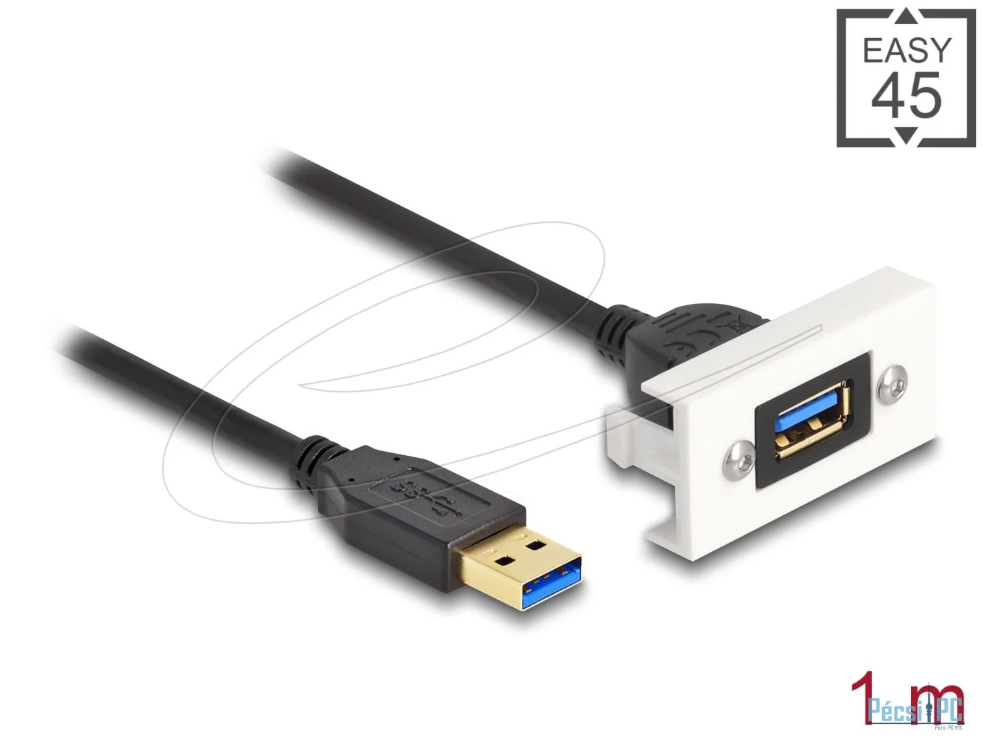 DeLock Easy 45 Module USB 5 Gbps Type-A female to USB Type-A male cable 1m Black
