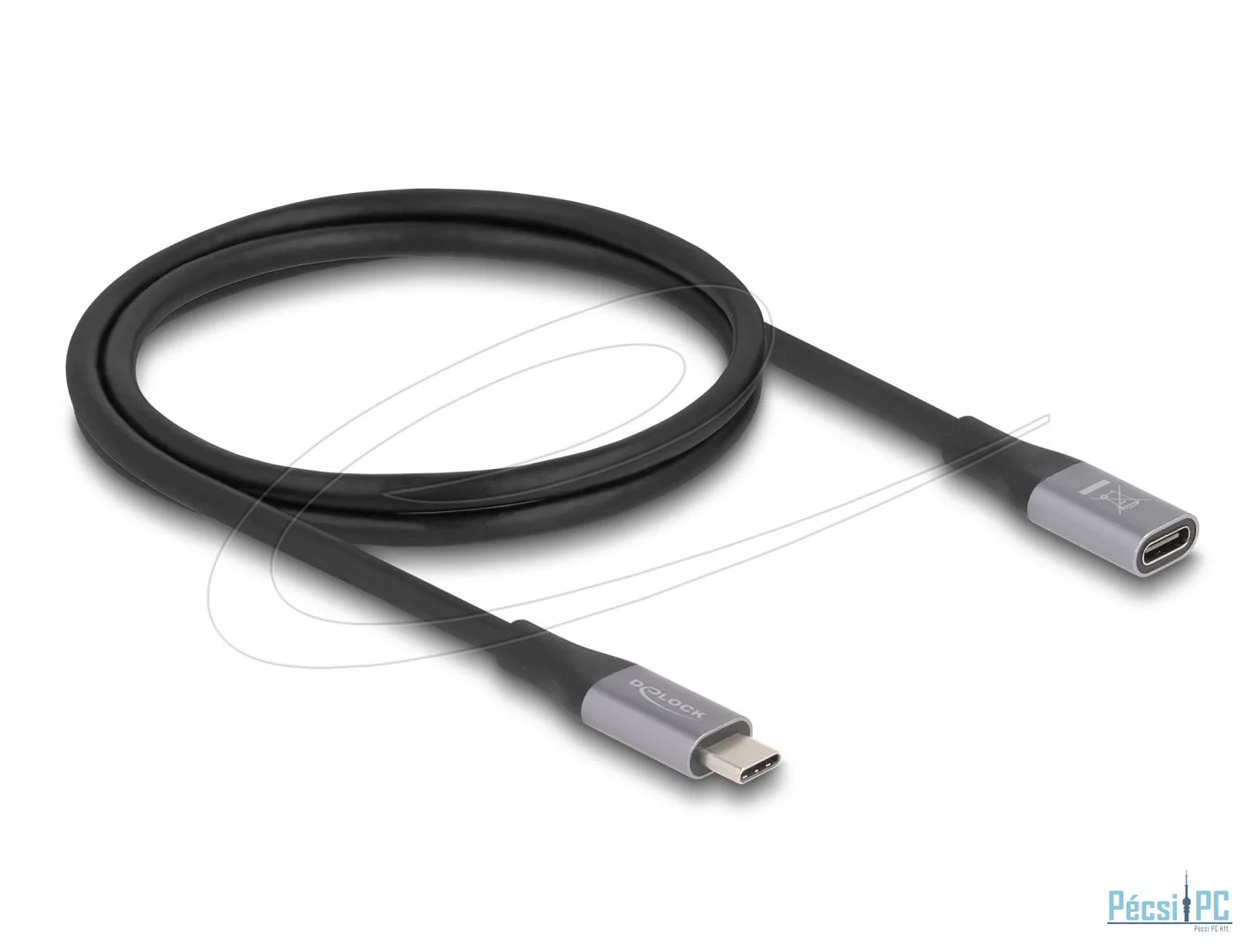DeLock USB 40 Gbps Extension Cable USB Type-C male to female PD 3.1 1m Grey Metal