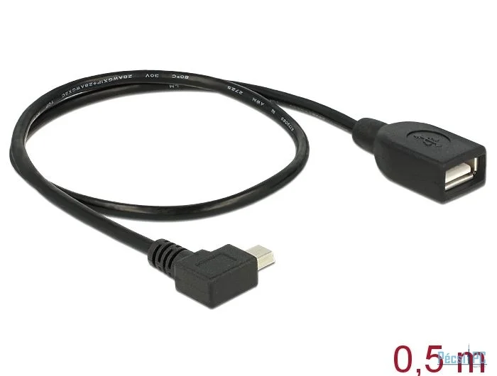 DeLock USB mini male angled > USB 2.0-A female OTG 50cm Cable Black