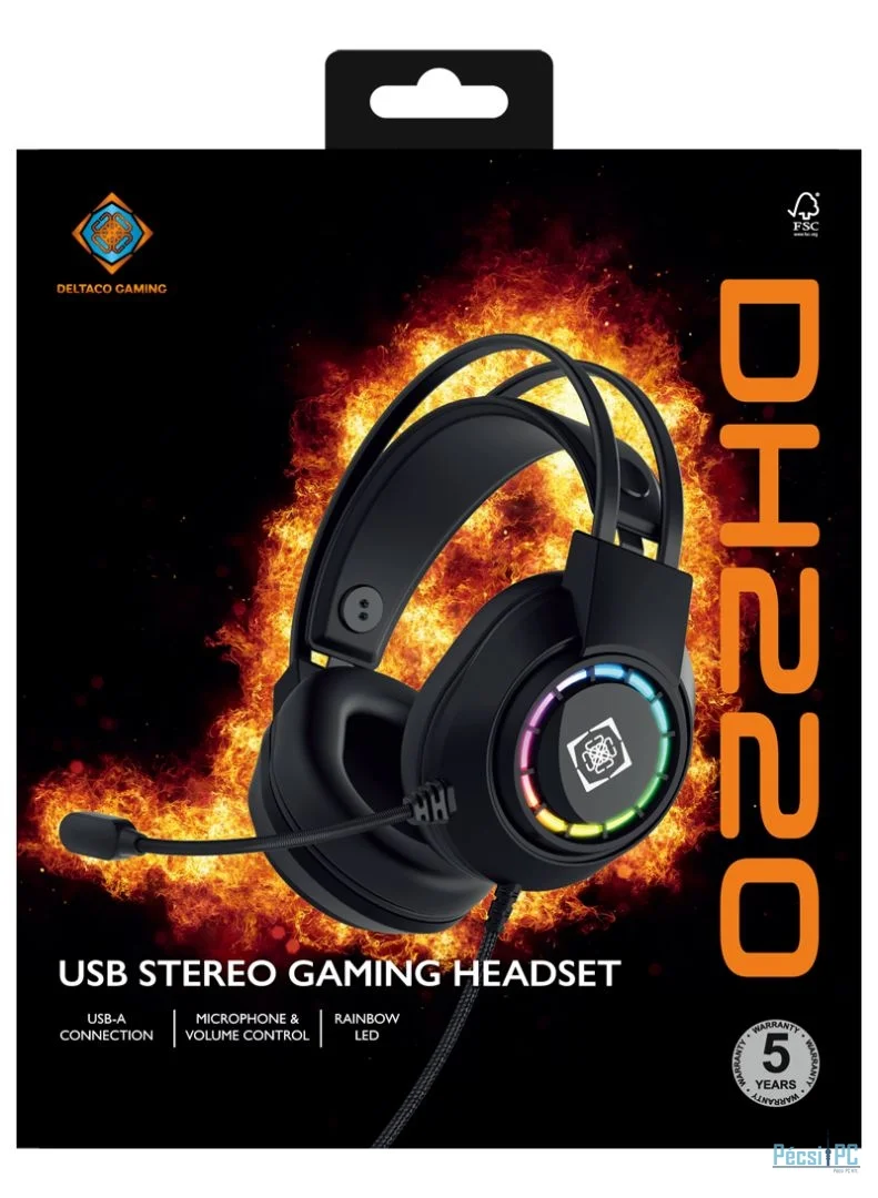 Deltaco DH220 Stereo Gaming Headset Black