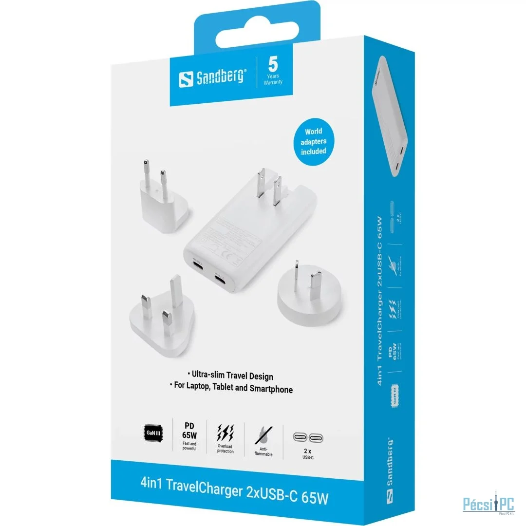 Sandberg 4in1 TravelCharger 2xUSB-C 65W White