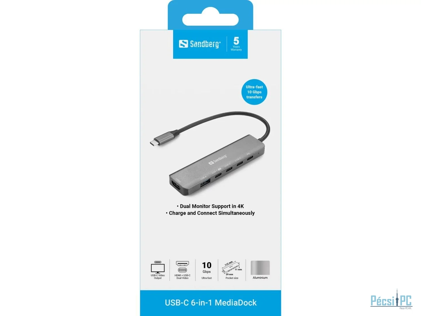 Sandberg USB-C 6-in-1 MediaDock