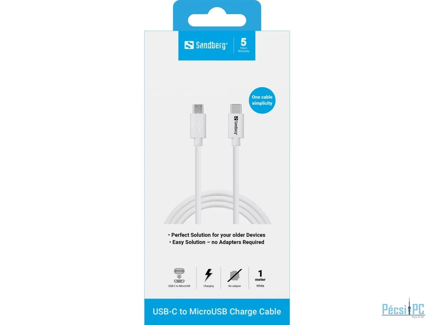 Sandberg USB 3.2 USB-C to micro USB cable 1m White