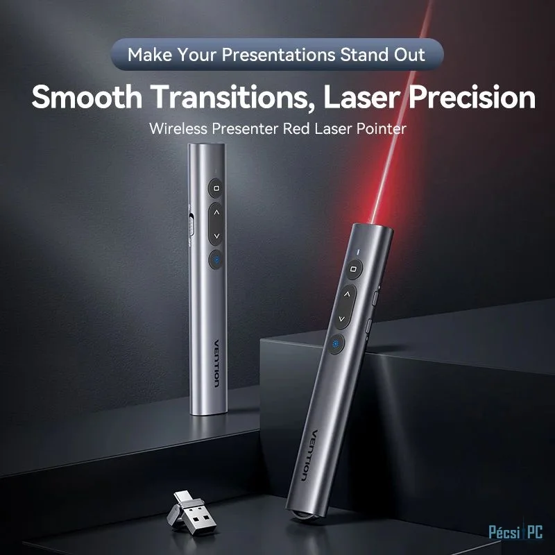 Vention KQIH0 Wireless Presenter Red Laser Grey