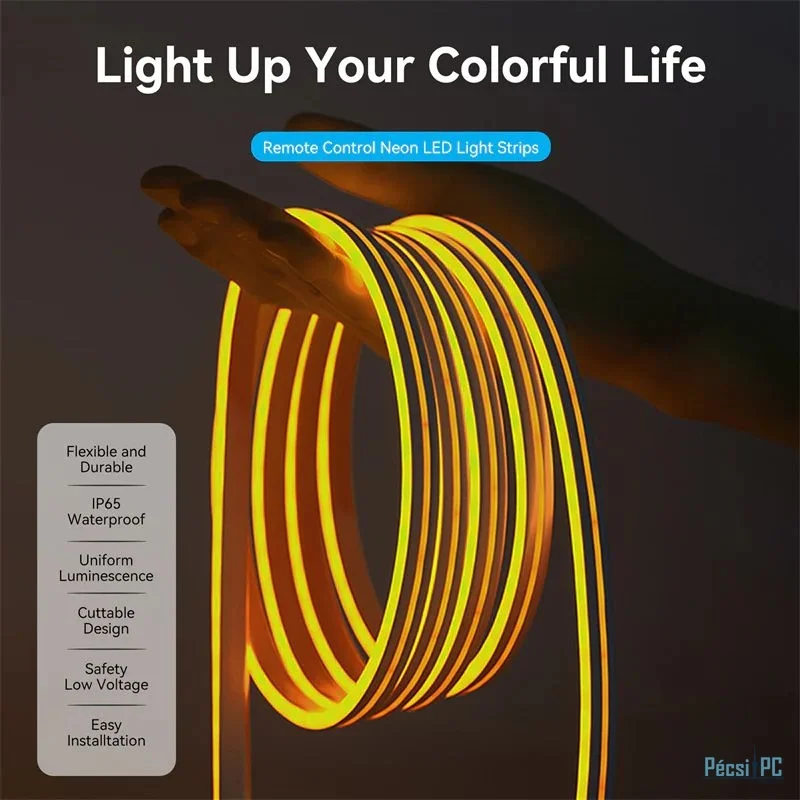 Vention Silicone Neon LED Strip Lights 2m with IR Remote and USB 5V Power Supply
