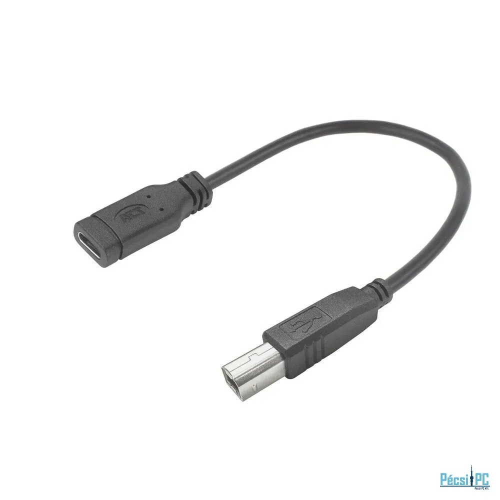 ACT USB Type-C female to USB-B 2.0 printer adapter cable 0,2m Black