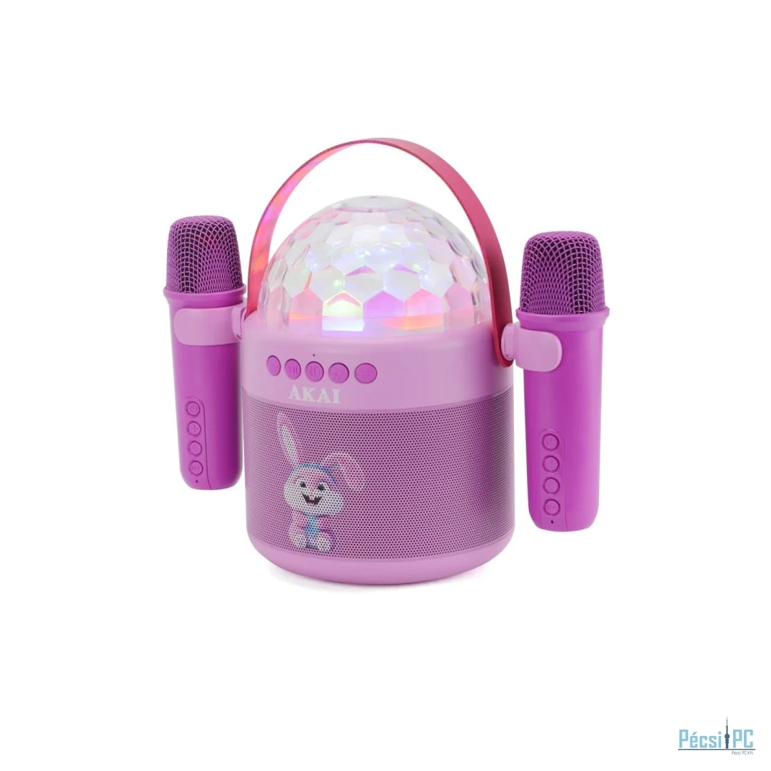 Akai JoyBox Kids 6W Karaoke Speaker with 2 Microphone Pink