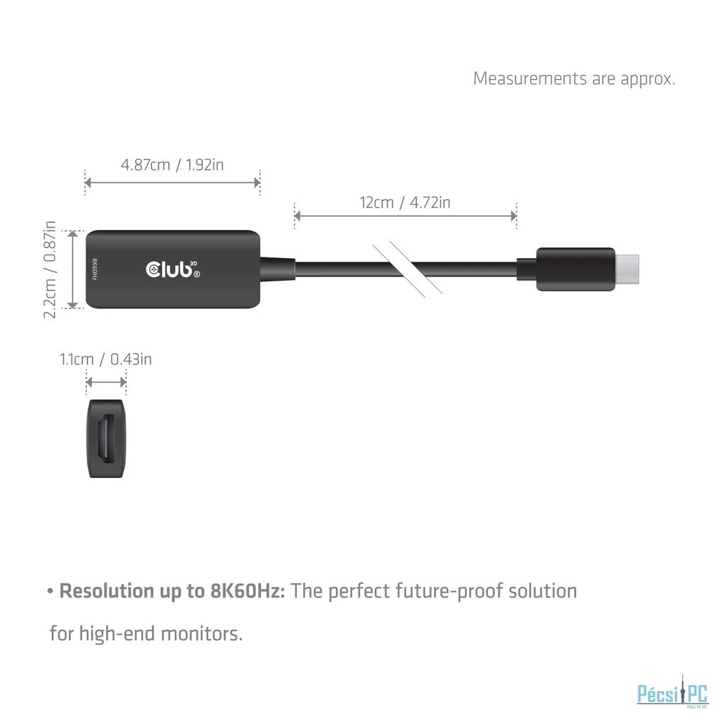 Club3D CAC-2505 USB-C to HDMI 2.1 Adapter 8K60Hz Black