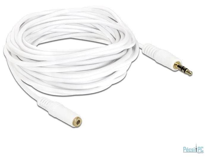 DeLock Stereo Jack Extension Cable 3.5 mm 3 pin male > female 5m White