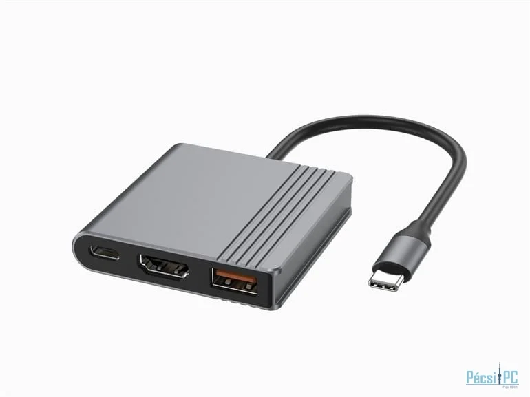 Gembird A-CM-COMBO3-05 USB Type-C 3-in-1 Multi-Port Adapter Space Grey