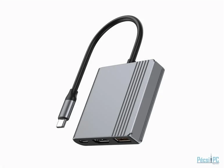 Gembird A-CM-COMBO3-05 USB Type-C 3-in-1 Multi-Port Adapter Space Grey