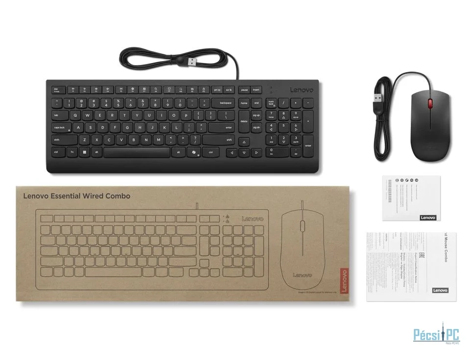 Lenovo Essential Wired Keyboard Combo Black HU