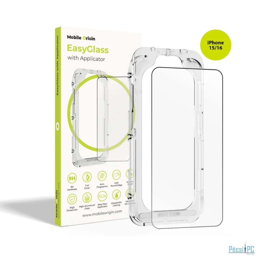 Mobile Origin EasyGlass with Applicator for iPhone 15/iPhone 16