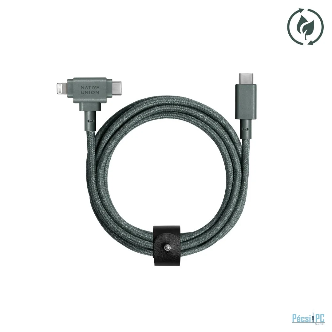 Native Union Belt Cable Duo USB-C to USB-C, Lightning 1,5m Slate Green