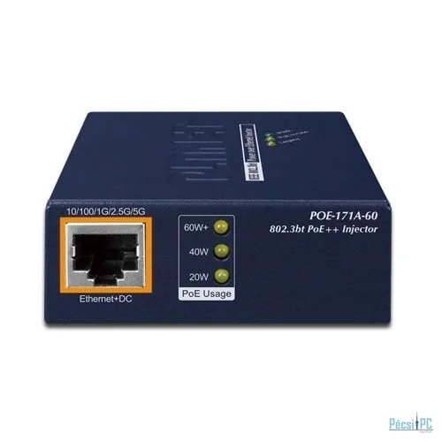 Planet Single-Port Multi-Gigabit 802.3bt PoE++ Injector 60W