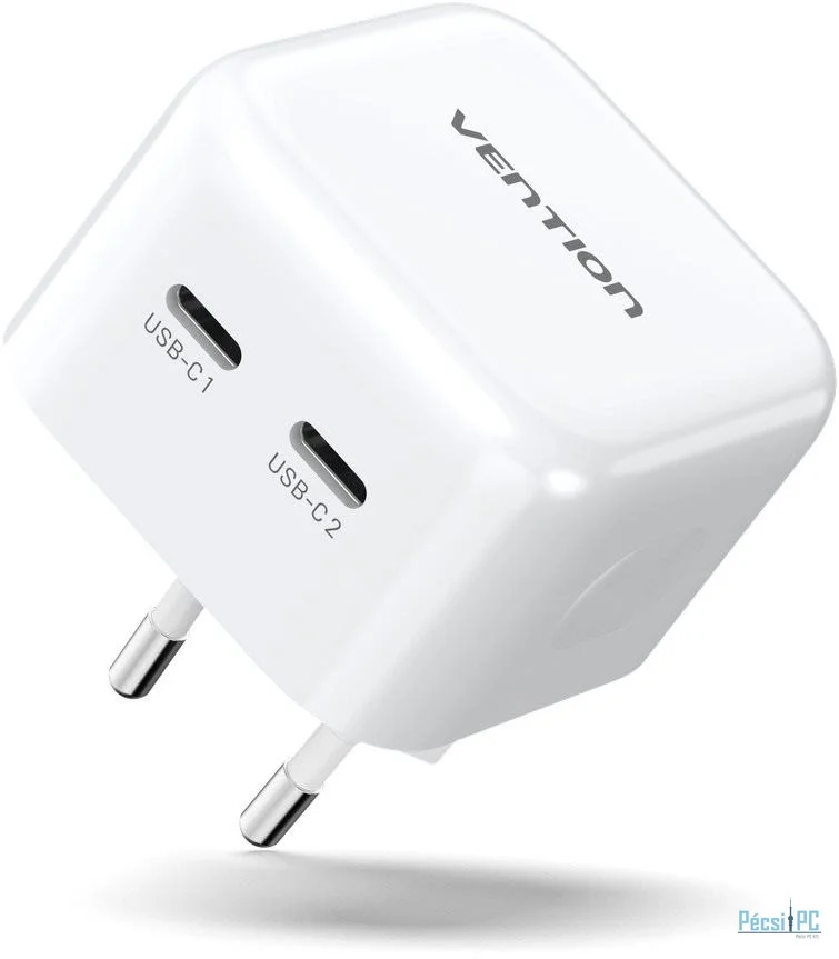 Vention 2-Port USB-C Charger White