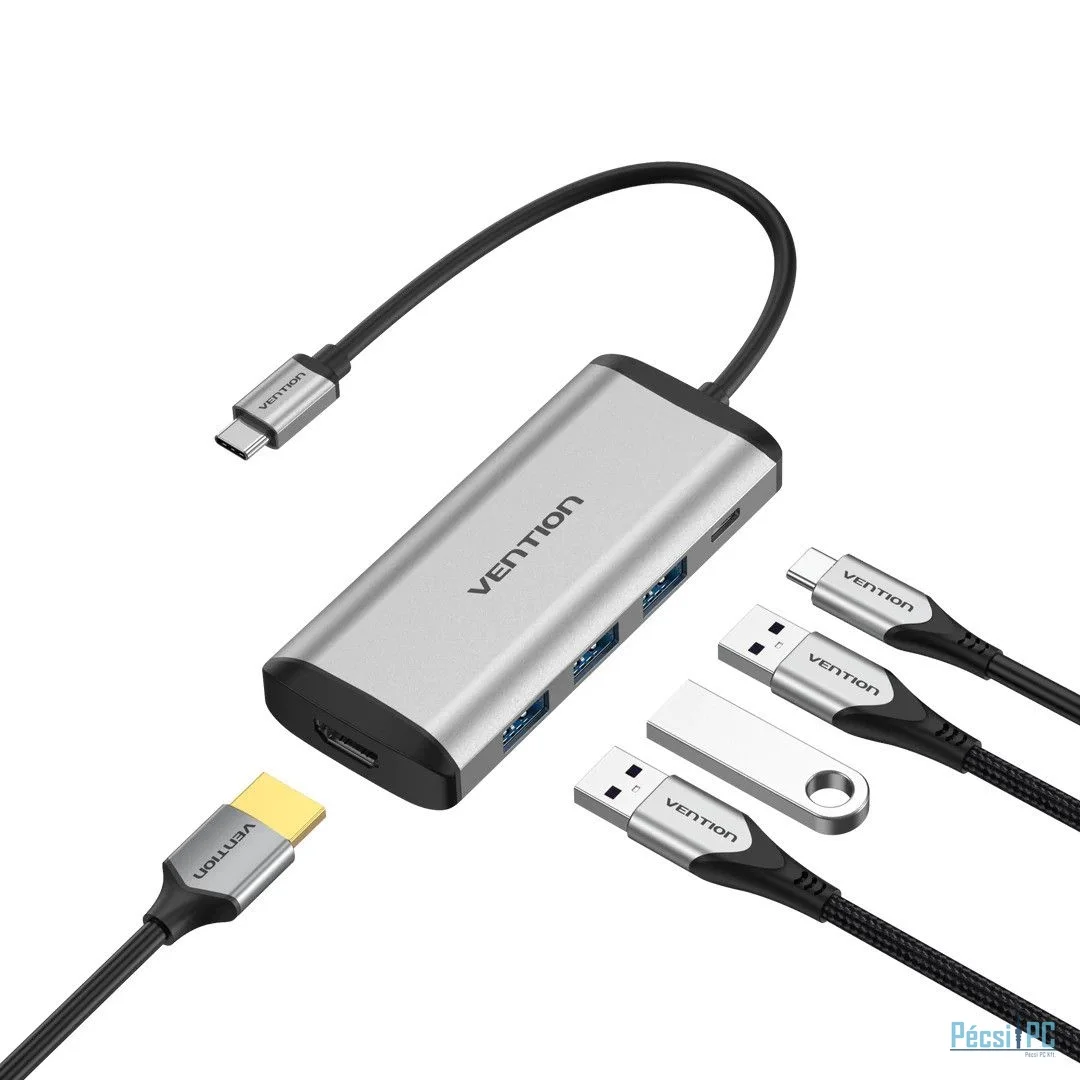 Vention 5-in-1 USB-C Docking Station Silver/Black