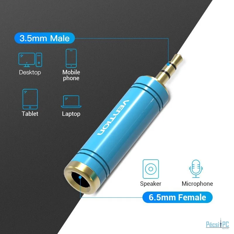 Vention 6,35mm Jack to 3,5mm Jack Adapter Blue