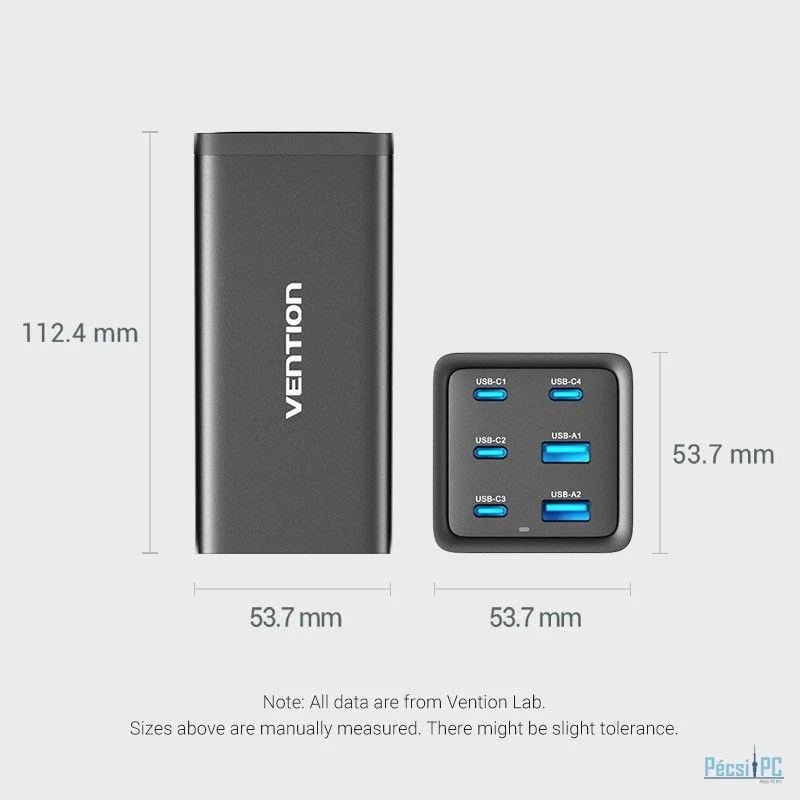 Vention 6-Port USB Gan Charger Black