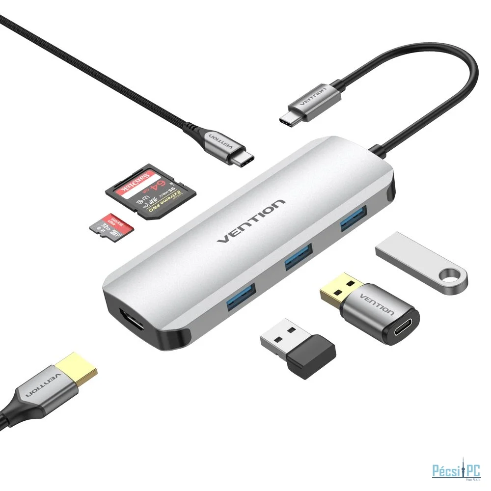 Vention 7-in-1 USB-C Docking Station Silver