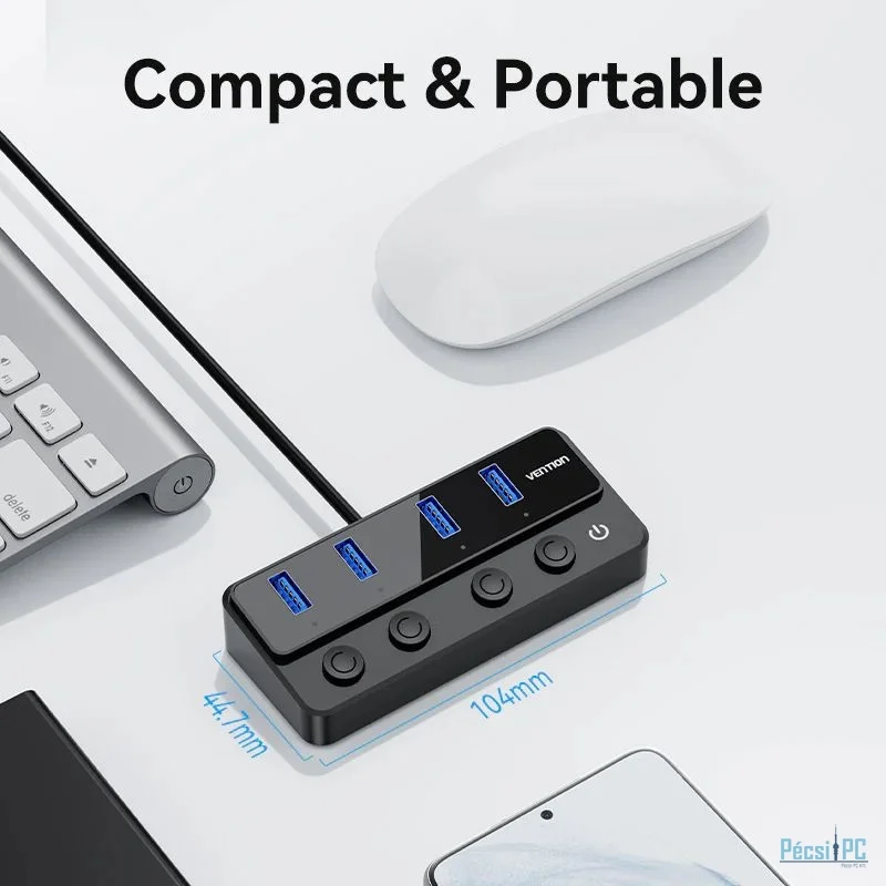 Vention CHWBF 4-portos USB3.0 HUB Black