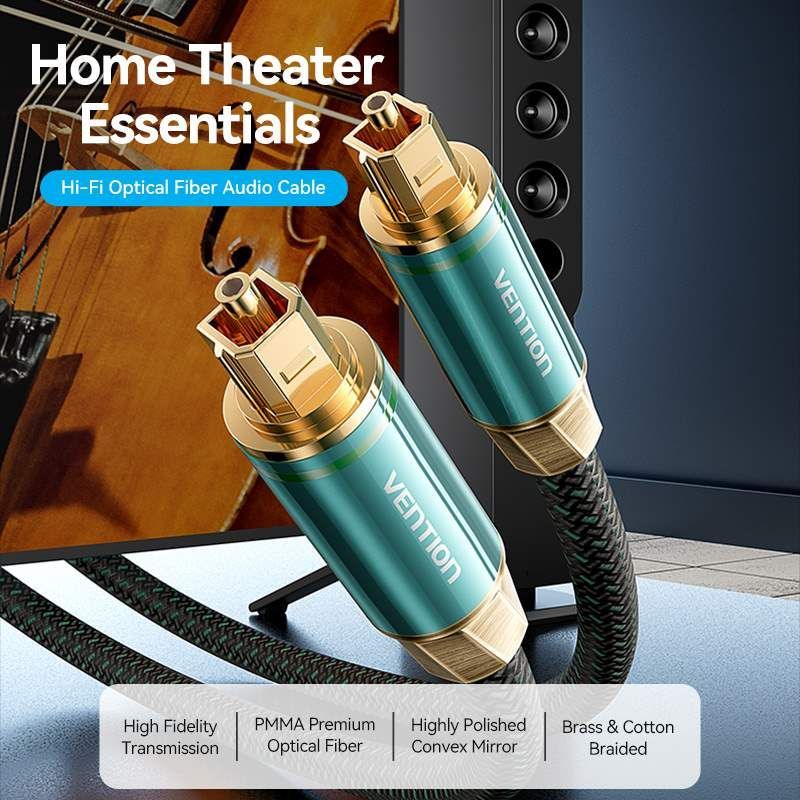 Vention Toslink optical audio cable braided 3m Green Copper