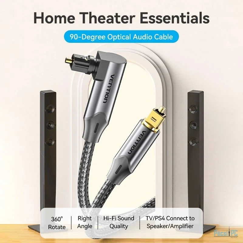 Vention Toslink optical audio cable braided 5m Black