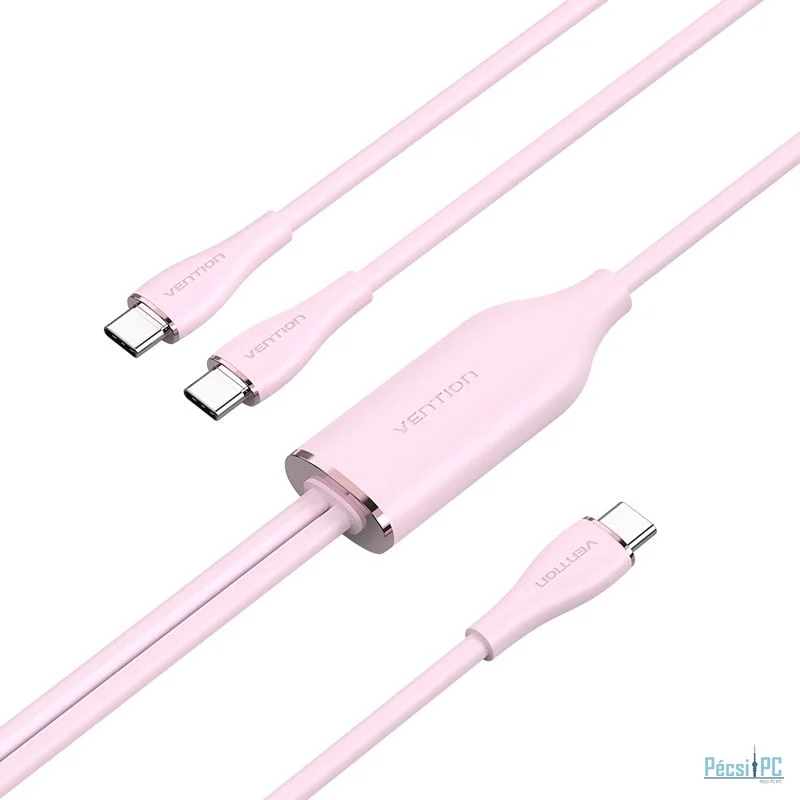 Vention USB 2.0 C to 2xUSB C Cable 1,5m Pink