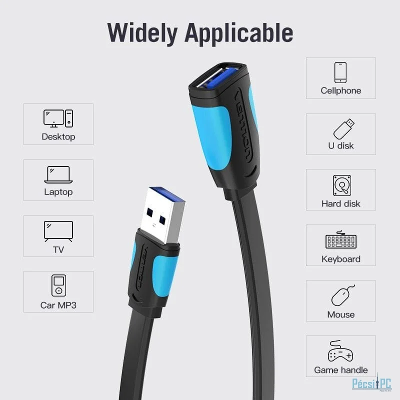 Vention USB 3.0 Extender Cable 3m Black/Blue