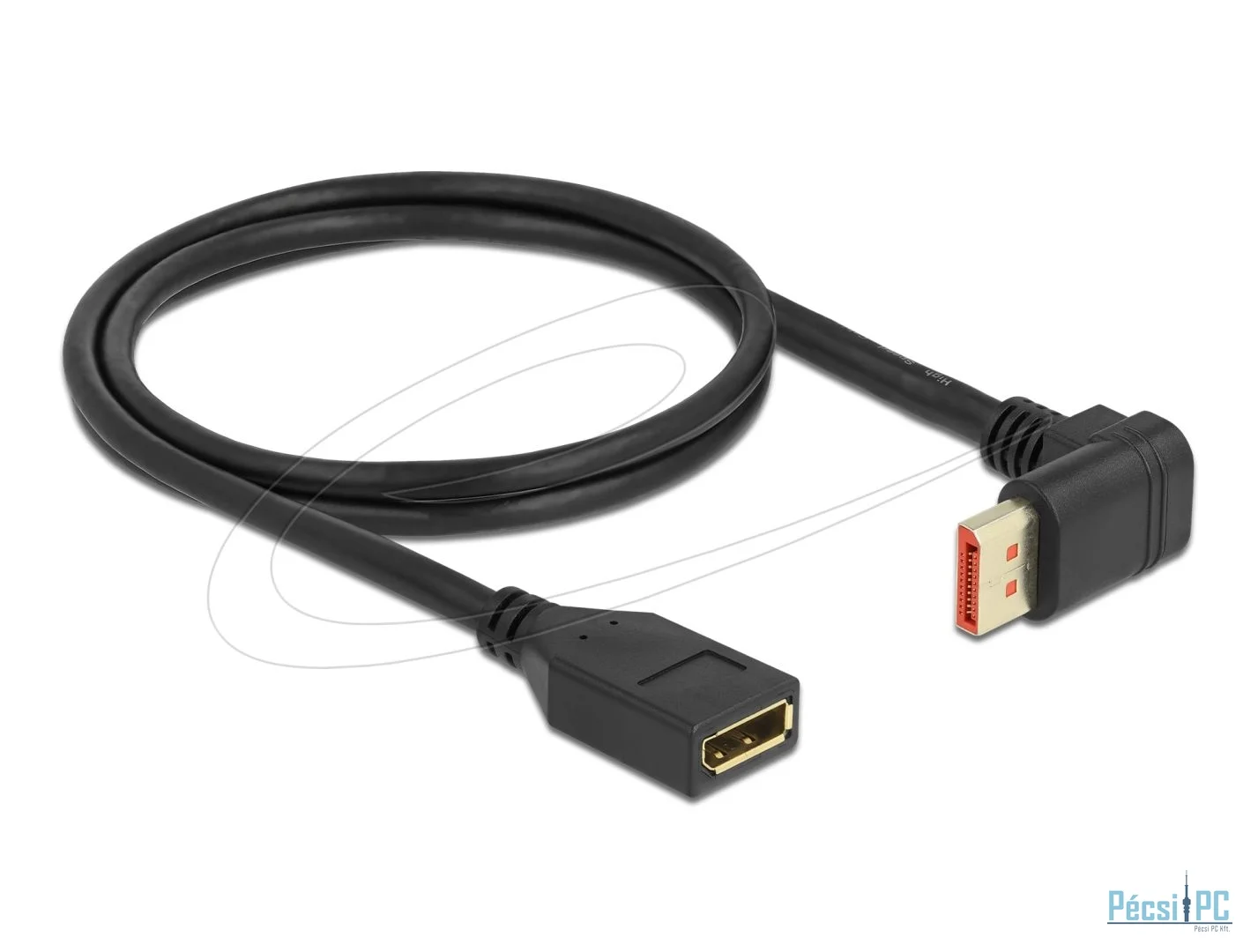 DeLock DisplayPort extension cable male 90° upwards angled to female 8K 60 Hz 1m Black