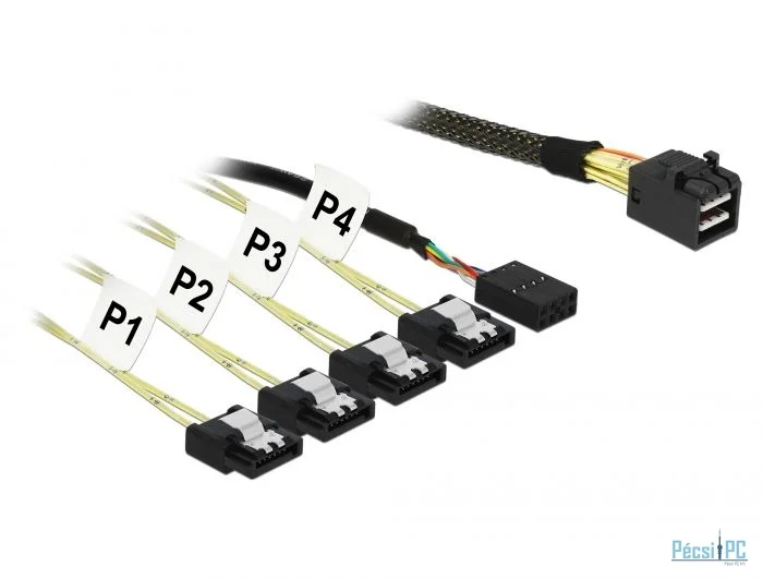 DeLock Mini SAS SFF-8643 > 4 x SATA 7 pin + Sideband 0.5 m metal cable
