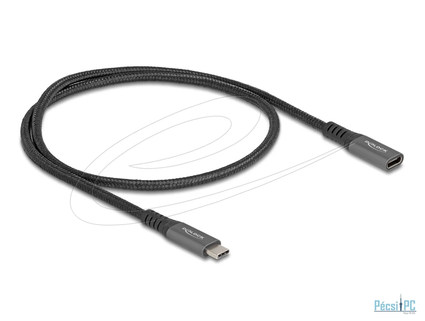 DeLock USB Type-C male to female PD 3.0 100W cable 0,5m Grey Metal