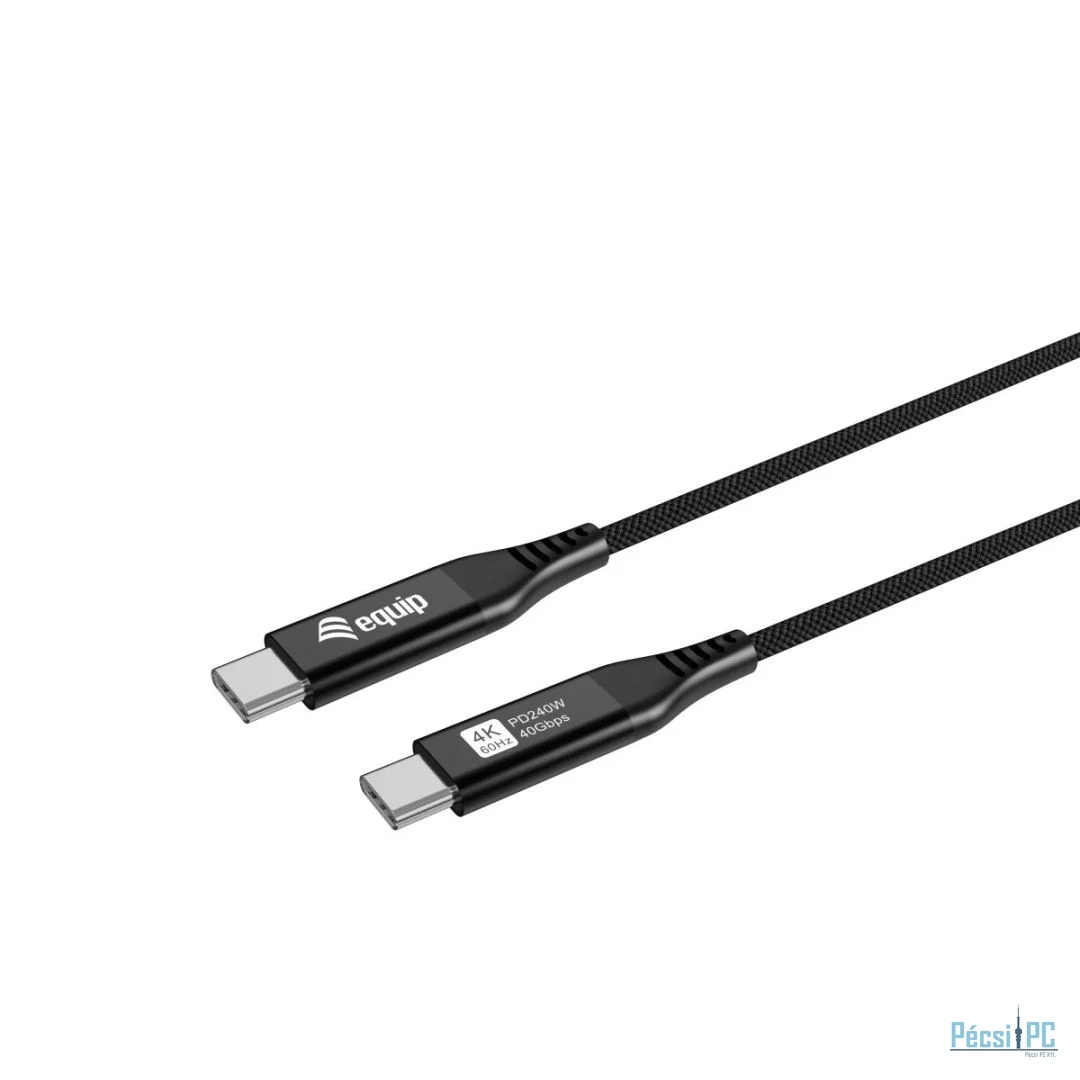 EQuip USB4 Ultra Slim Cable USB-C Male to USB-C Male 1.2m 40Gbps PD 3.1 240W 8K/60Hz Thunderbolt 3/4 Compatible Black