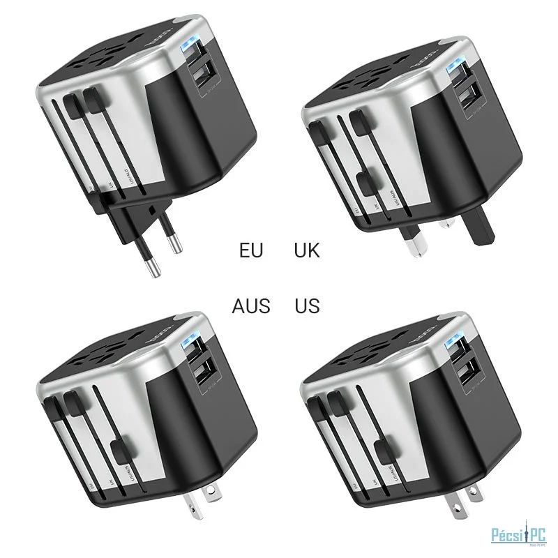 Hoco AC5 World Wall Charger Universal Adapter Grey