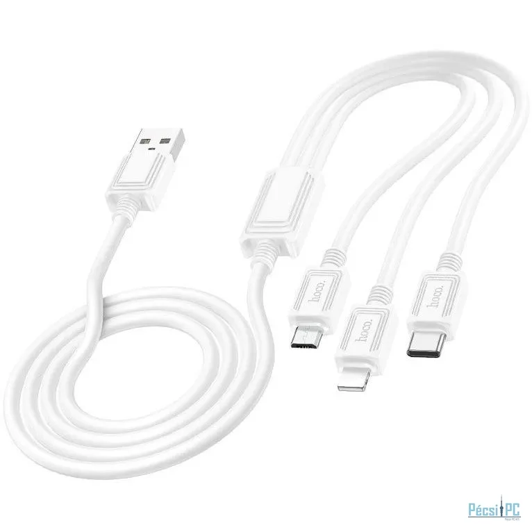 Hoco X74 3in1 Type-C, Micro, Lightning fast charging cable 1m White