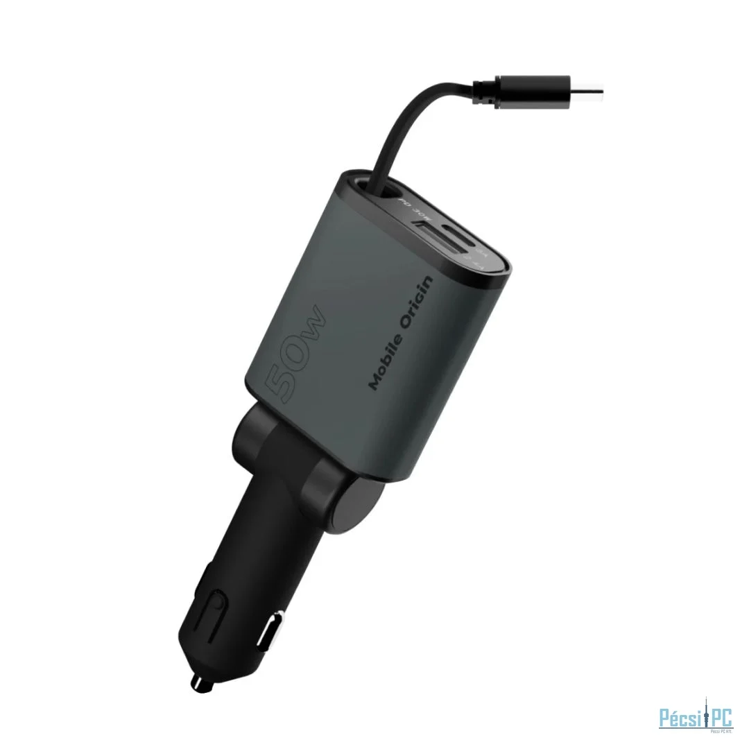 Mobile Origin 3in1 50W Car Charger CA27 - USB-C + USB-A, USB-C Space Gray
