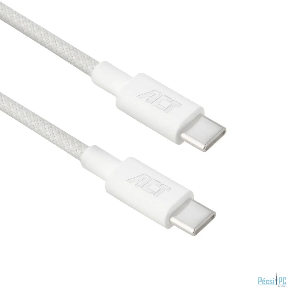 ACT USB 2.0 60W charging/data cable USB-C to USB-C 1m White