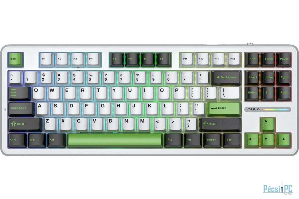 Aula F87 Gasket Gaming Wireless Bluetooth Mechanical Keyboard White/Black/Green US