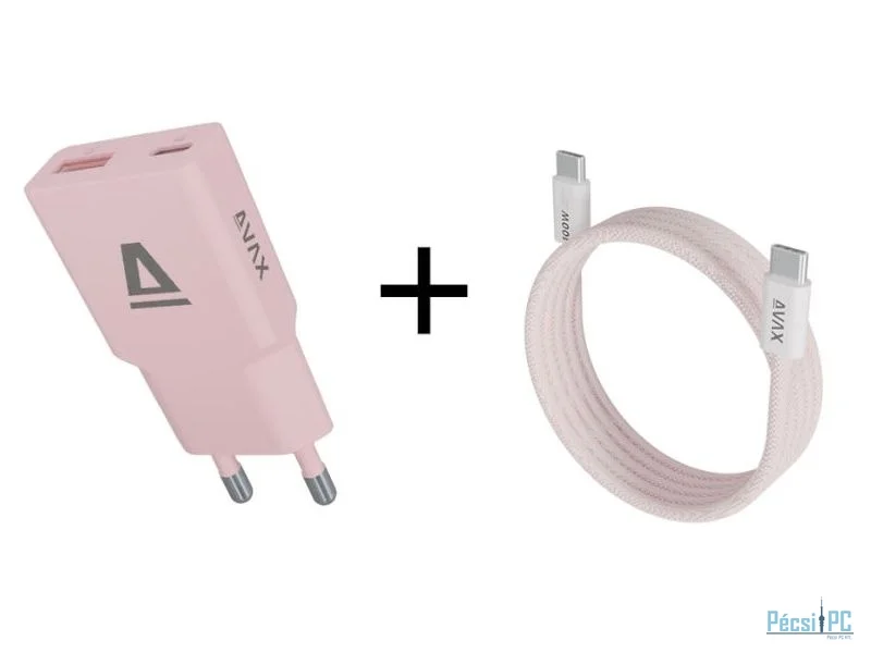 Avax CH641P 30W Charger + CB610P 100W Cable Pink