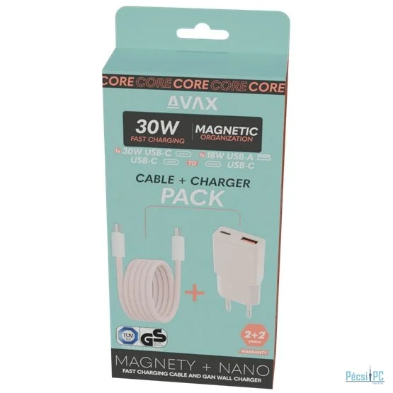 Avax CH641P 30W Charger + CB610P 100W Cable Pink