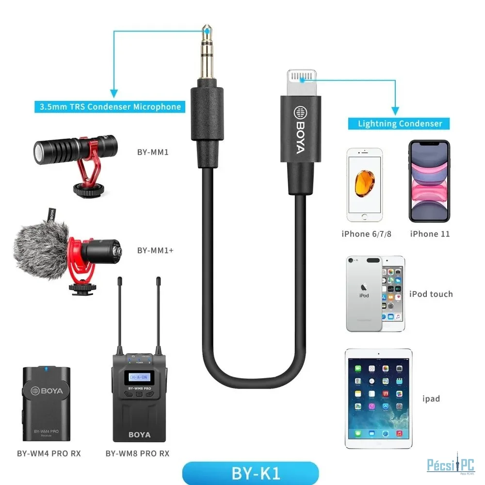 BOYA BY-K2 Microphone Audio Cable Black