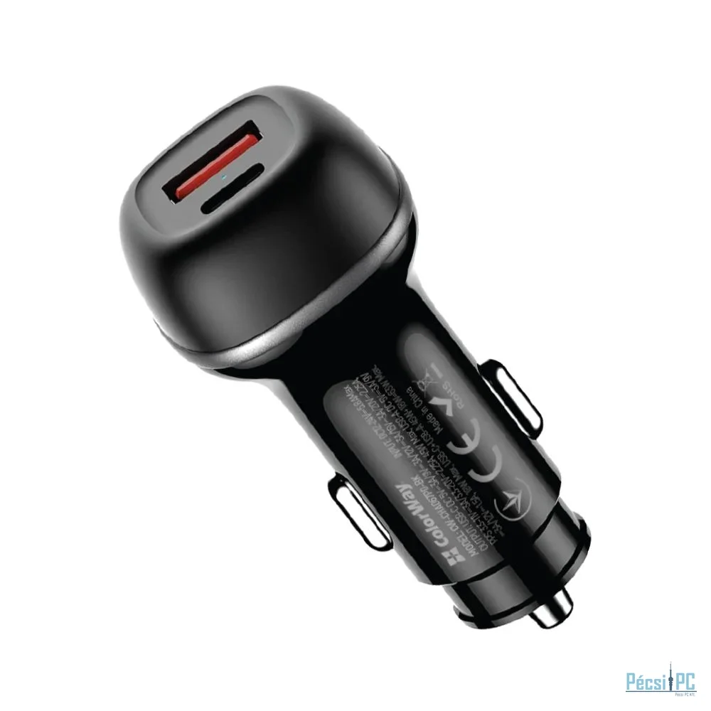 ColorWay Car Charger 2USB (Type-C PD45W + USB QC3.0 18W) 63W Black