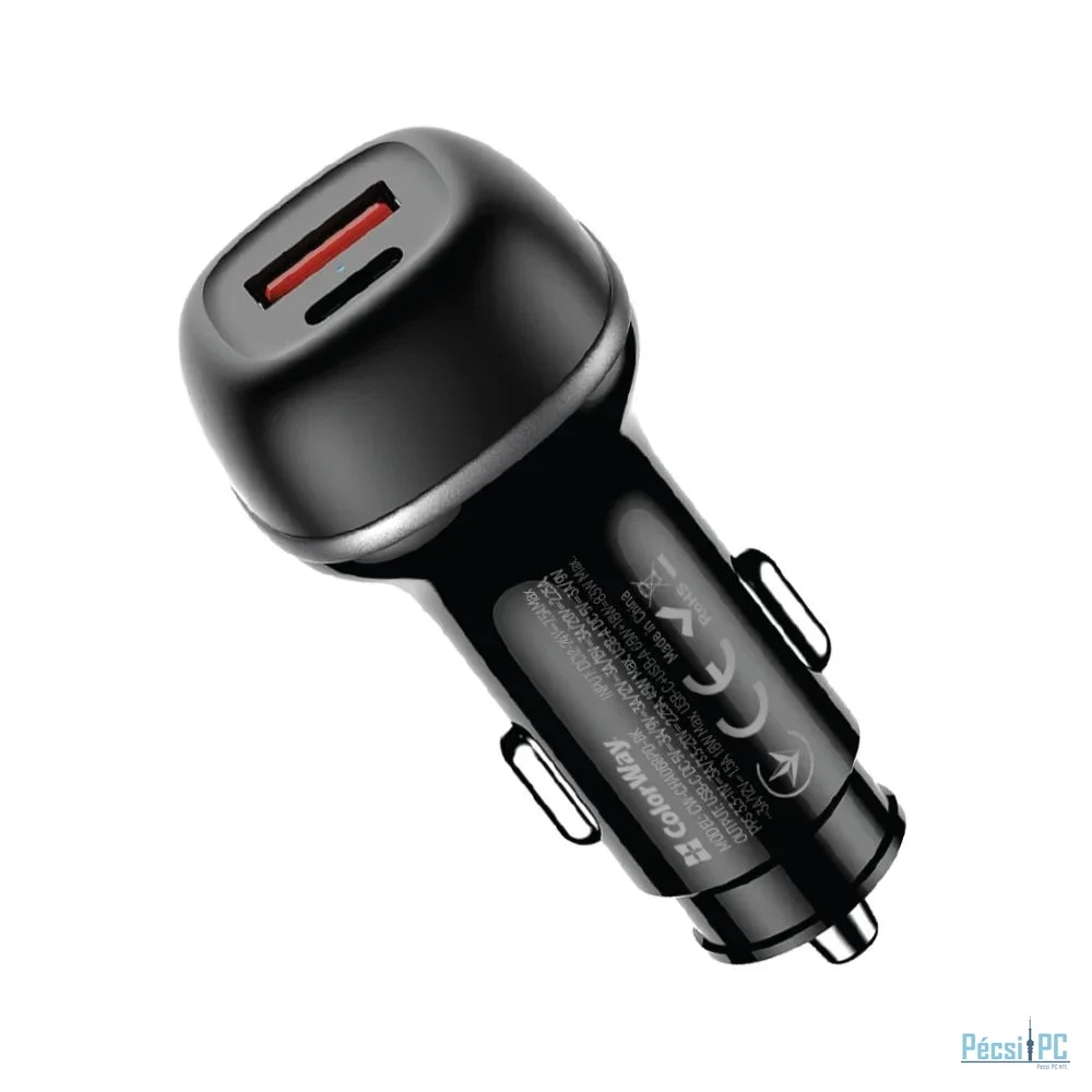 ColorWay Car Charger 2USB (Type-C PD65W + USB QC3.0 18W) 83W Black
