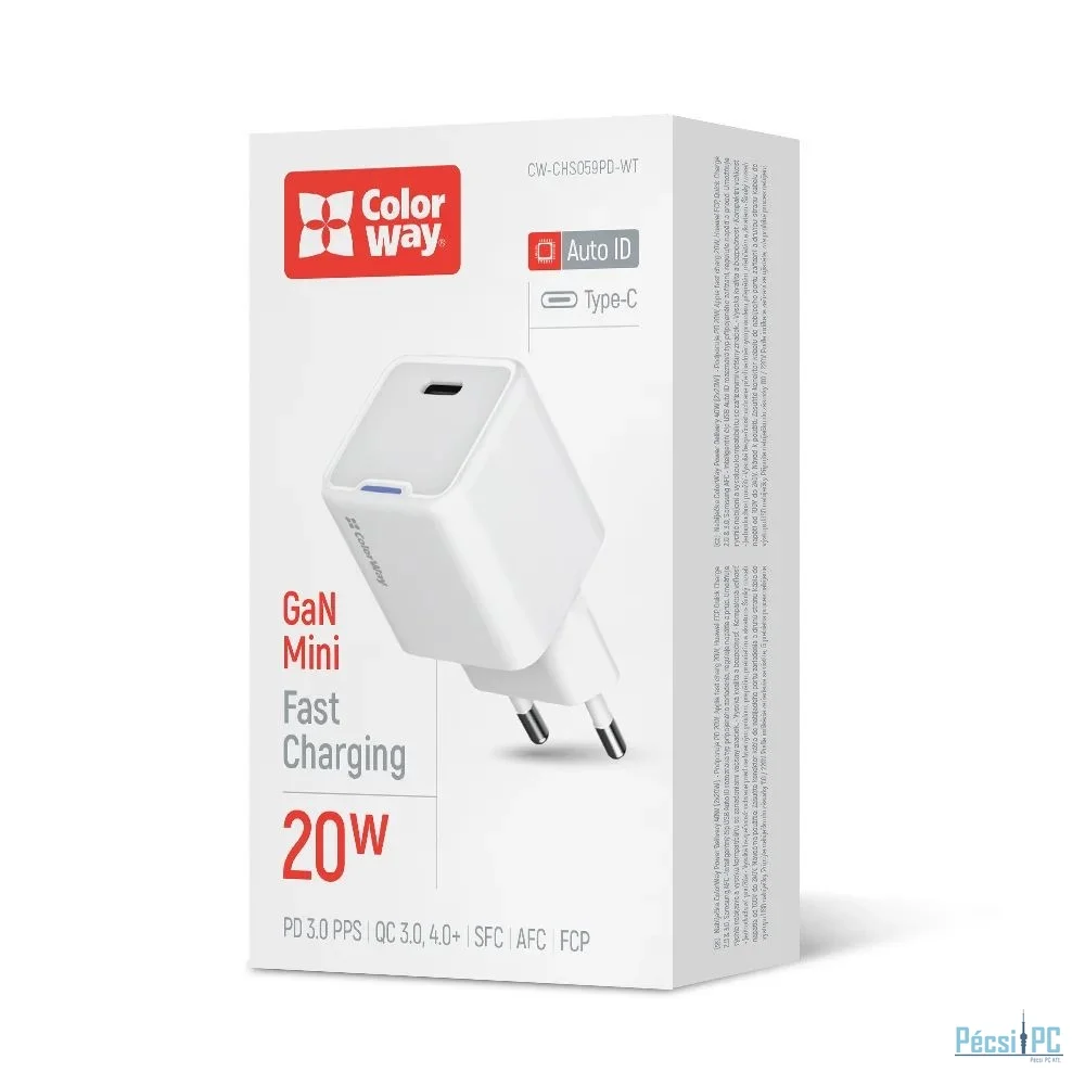 ColorWay CW-CHS059PD-WT AC Charger GaN Mini 20W White