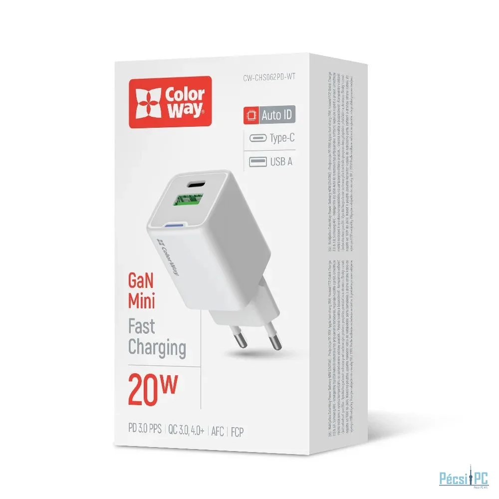 ColorWay CW-CHS062PD-WT AC Charger ColorWay GaN Mini 20W White