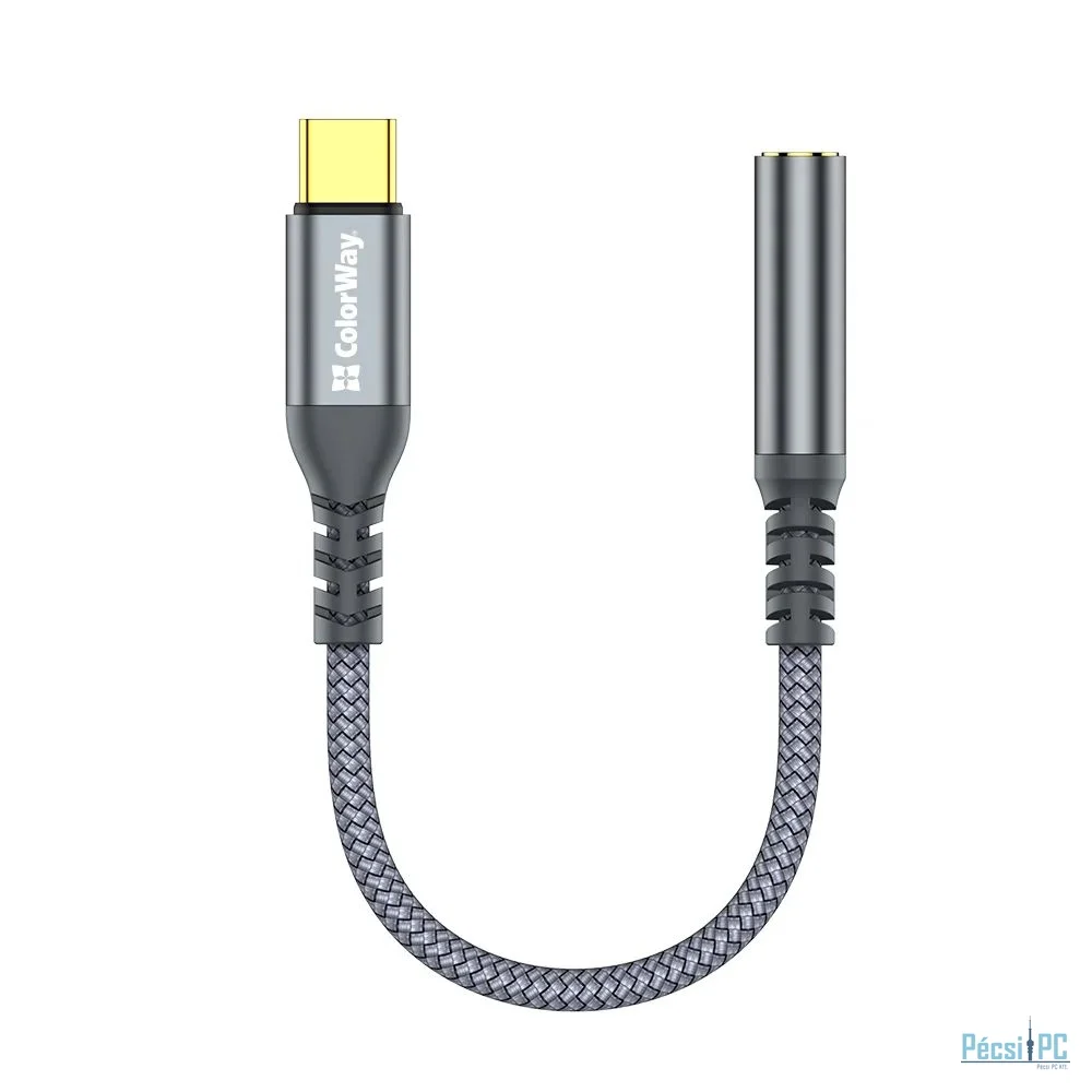 ColorWay USB-C 3.5mm Female Audio Adapter 14cm Grey