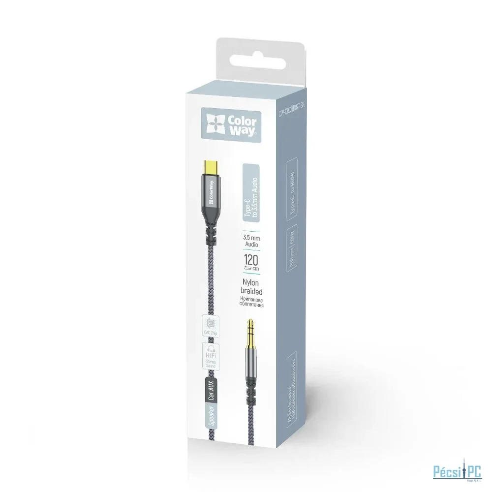 ColorWay USB-C to 3.5 mm mini-Jack Adapter 1.2m Grey