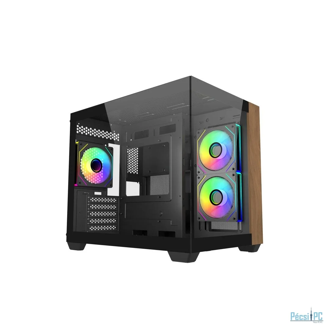 Cooler Master Elite 481 Wood Tempered Glass Black