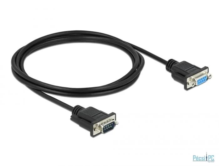 DeLock Serial Cable RS-232 D-Sub9 male to female null modem with narrow plug housing 2m Black