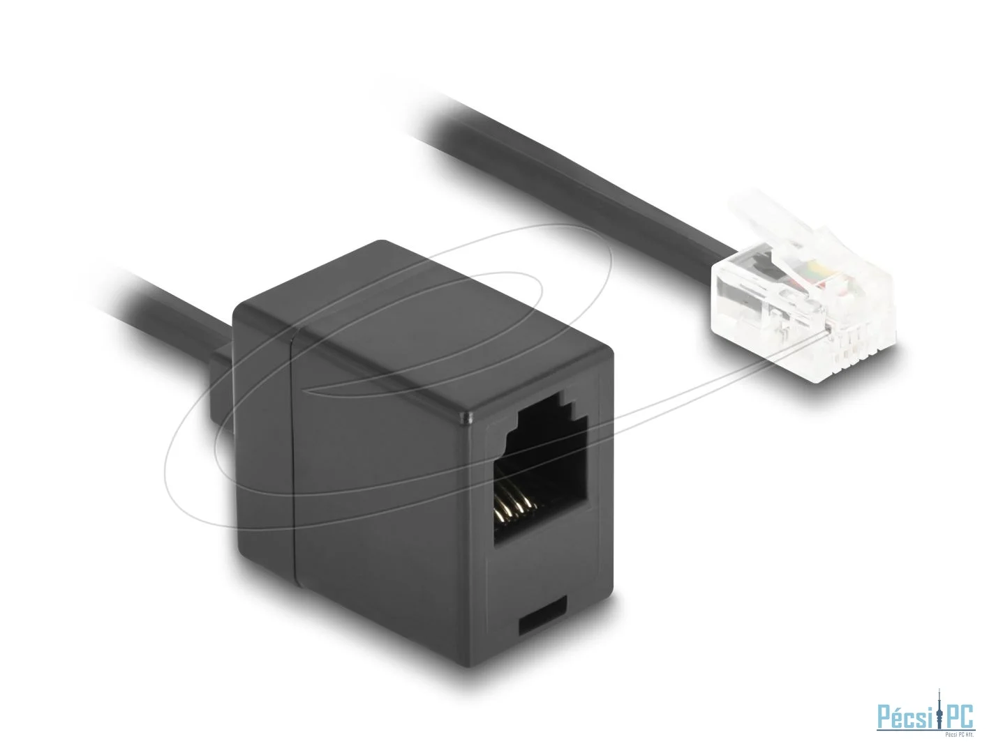 DeLock Telephone Cable / Coiled Cable RJ11 plug to RJ11 jack 1m Black